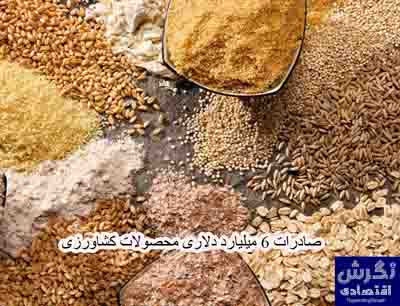 صادرات ۶ میلیارد دلاری محصولات کشاورزی