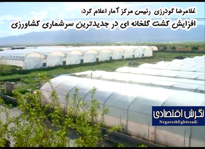 غلامرضا گودرزی رئیس مرکز آمار اعلام کرد: افزایش کشت گلخانه ای در جدیدترین سرشماری کشاورزی