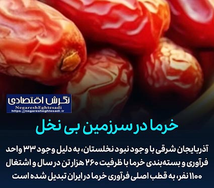 آذربایجان شرقی، قطب فرآوری خرما بدون حتی یک نخل